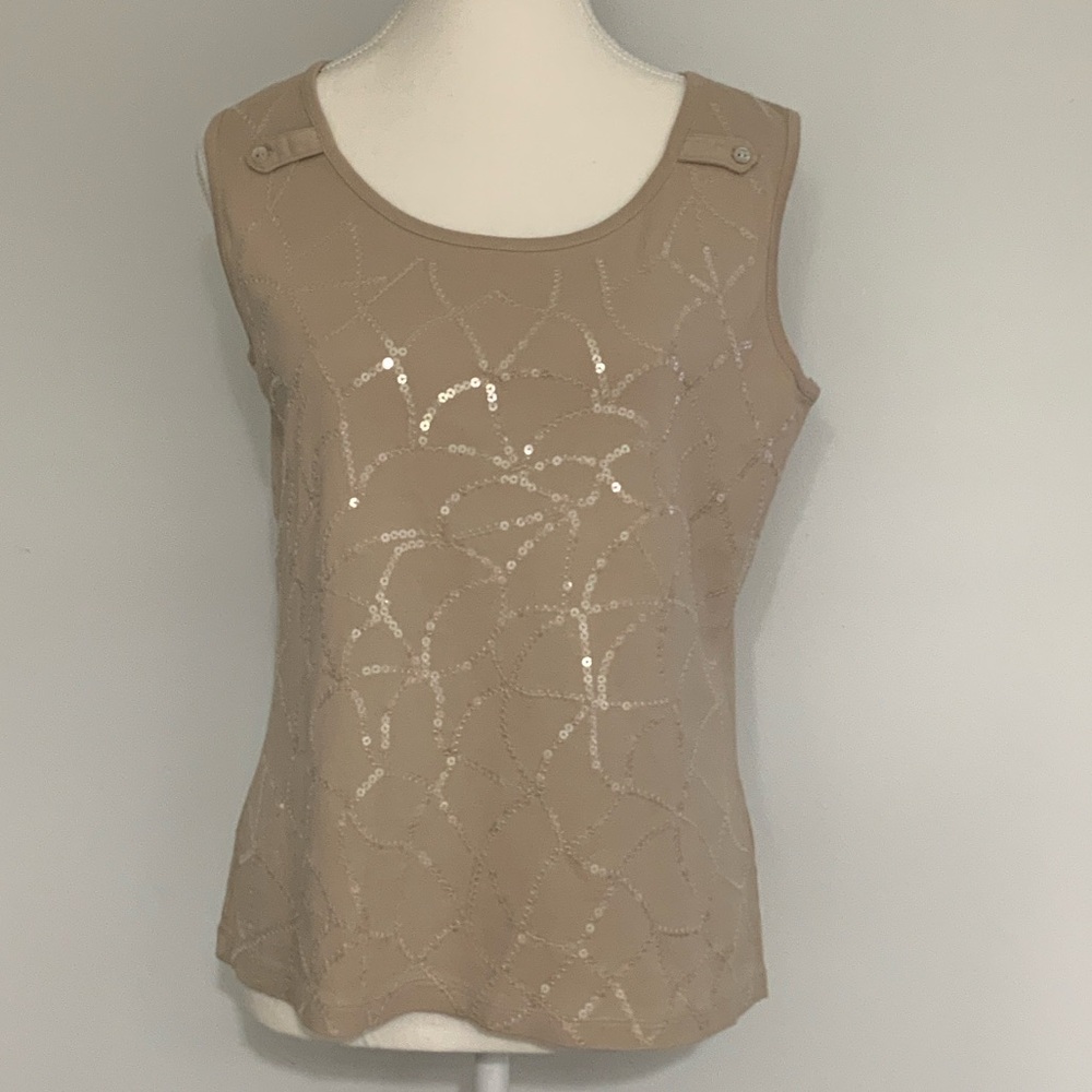 Elegant Beige Sequin Women's Top